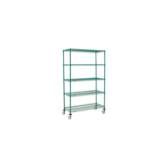 Nexel 5 Shelf Truck Poly-Green 24""W x 14""D x 60""H Polyurethane Swivel Casters