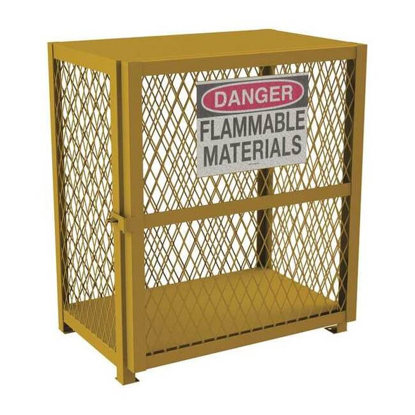 Condor Cylinder Storage Cabinet, Yellow, Steel 491M93