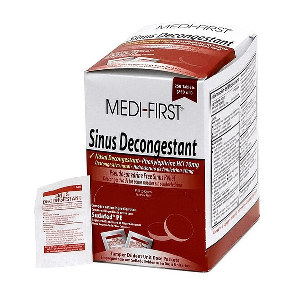 Medi-First Sinus Decongestant, Tablet, PK250 80948