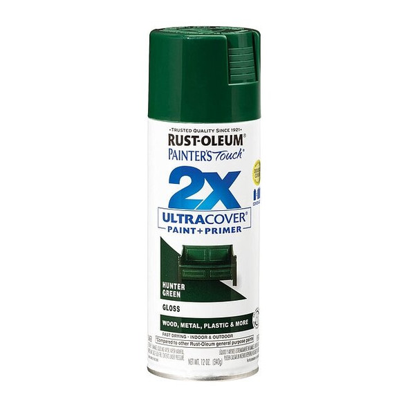 General Purpose Spray Paint, Hunter Green, Gloss, Solvent, 12 Oz
