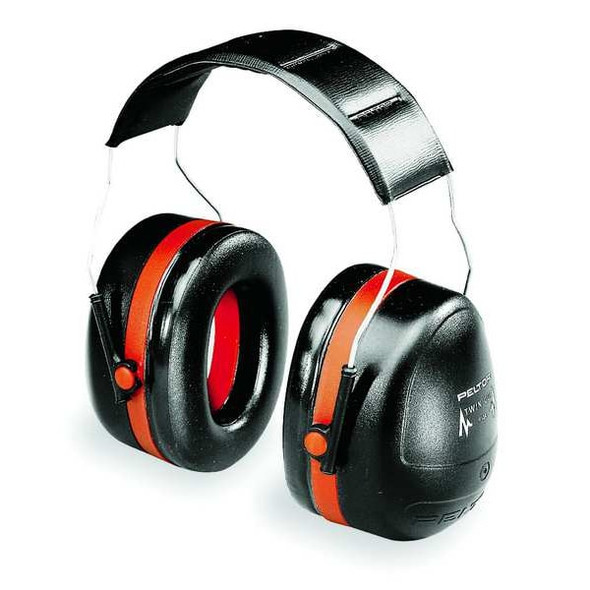 Peltor Optime 105 Behind-the-Neck Ear Muffs, 29 dB NRR, Passive, General Purpose, Black/Red