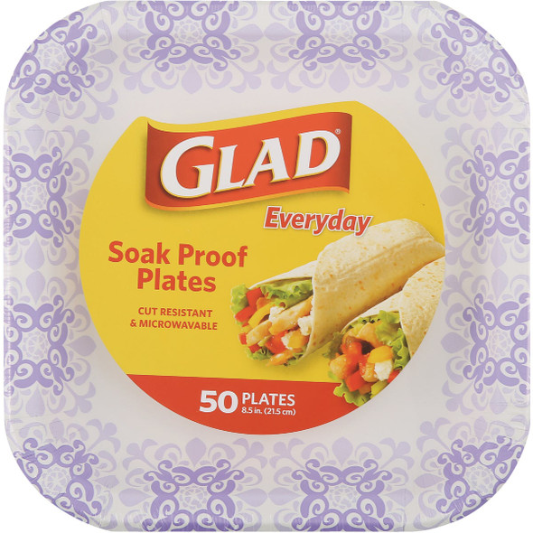 Glad Everyday 8.5 In. Purple Victorian Square Paper Plates (50-Count) BBP0096