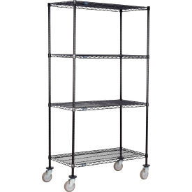 Nexel 4 Shelf Truck Black Epoxy 48""W x 18""D x 60""H Polyurethane Swivel Caster