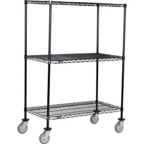 Nexel 3 Shelf Truck Black Epoxy 24""W x 24""D x 60""H Polyurethane Swivel Caster