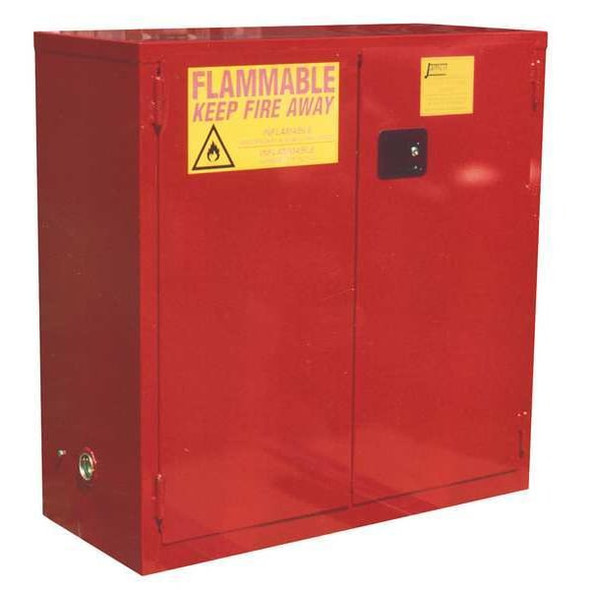 Hazardous Material Storage Cabinet, 120 gal, 5 Shelves, Steel, 43 in W x 65 in H x 34 in D, Red