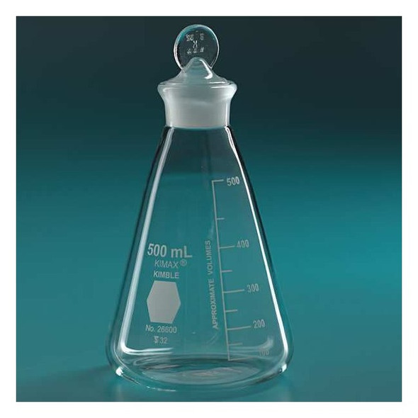 Kimble Chase Erlenmeyer Flask,500 mL,159 mm H,PK8 26600-500