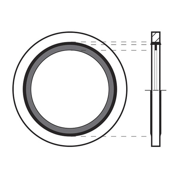 Sealing Washer, Fits Bolt Size M10 Steel/Buna-N, Cadmium-Plated Finish