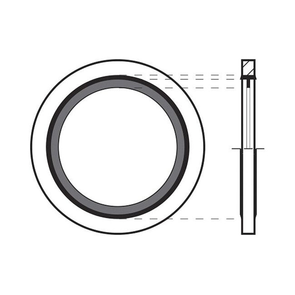 Sealing Washer, Fits Bolt Size 1/8 in Steel/Buna-N, Cadmium-Plated Finish