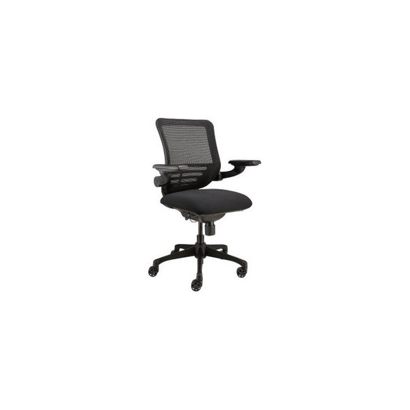 Interion Mesh Chair with Adjustable Flip Arms & Mid Back Fabric Black