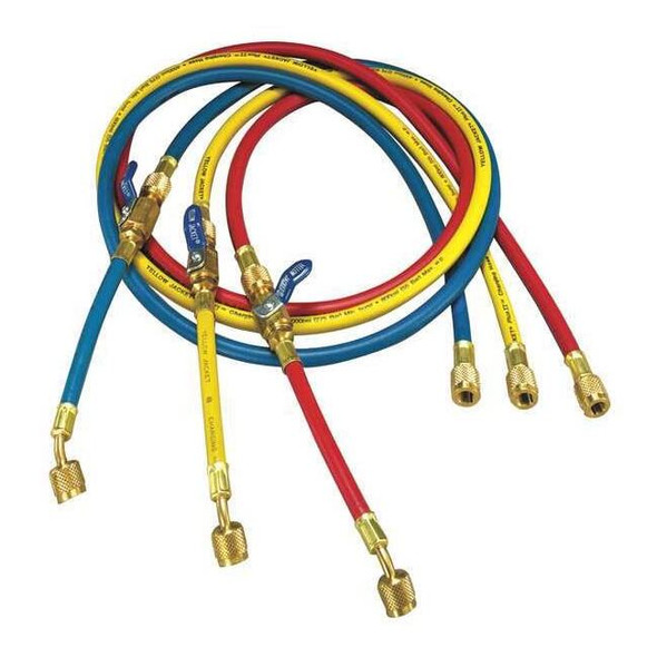 Yellow Jacket Hose,60 in L,Blue/Red/Yellow,800 psi 25985