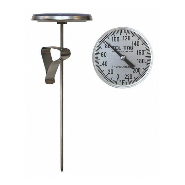 Tel-Tru Analog Dial Thermometer,Stem 12" L LT330R-1256