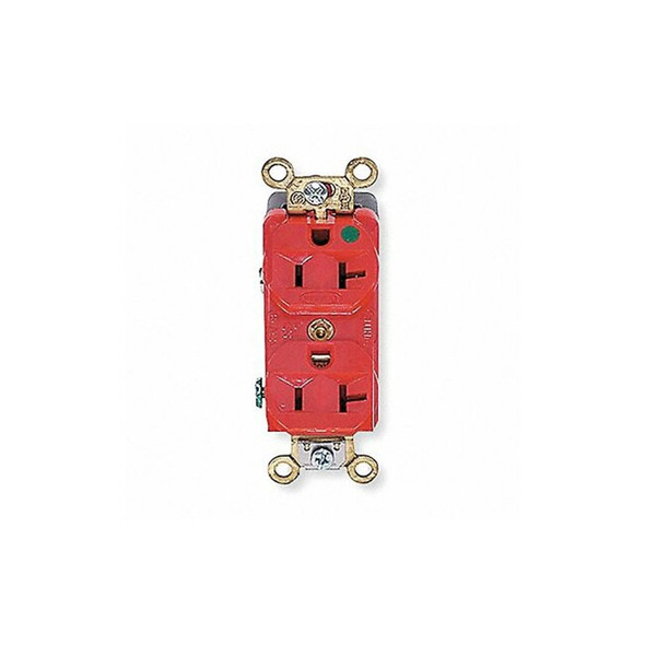 Hubbell Wiring Device-Kellems Receptacle,Red,20 A,2P3W,Back; Side,1PK HBL8300ILR