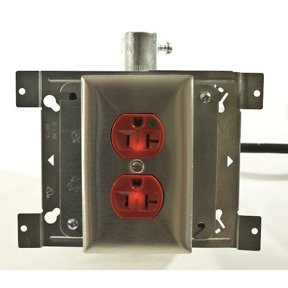 Hubbell Wiring Device-Kellems Receptacle,Red,20 A,2P3W,Back; Side,1PK HBL8300ILR