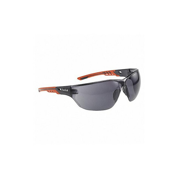 NESS+, Safety Glasses, Anti-Fog, Smoke Lens, Gray, Orange Frame, Frameless