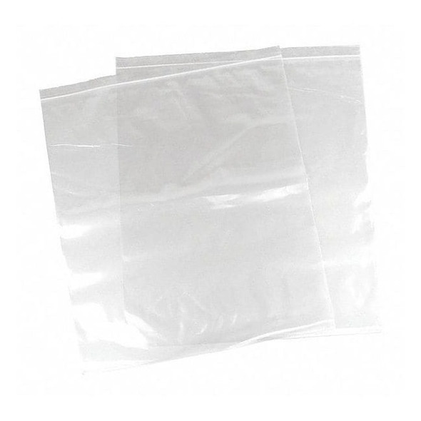 Reclosable Bag, Zip Seal, 20 in L, 18 in W, 4 mil Thick, Polyethylene, Clear