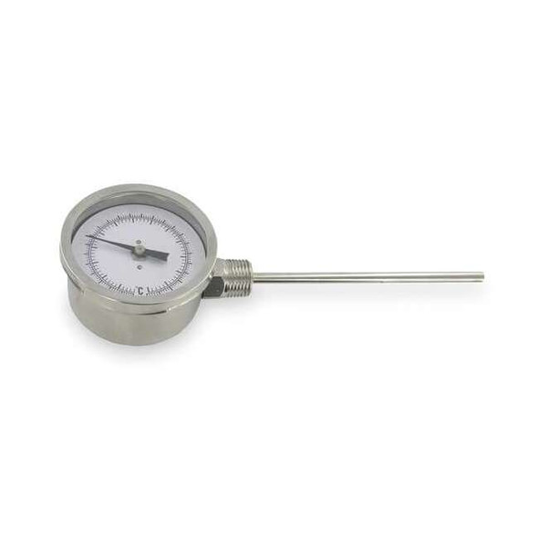 Bimetal thermometer, 2-1/2" stem, range 0 to 200 Degrees F.