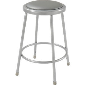 Interion 24""H Steel Work Stool with Vinyl Seat - Backless - Gray - Pack of 2