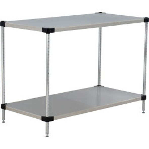 Nexel 2 Shelf Stainless Steel Solid Shelving Unit Starter 36""W x 24""D x 34""H