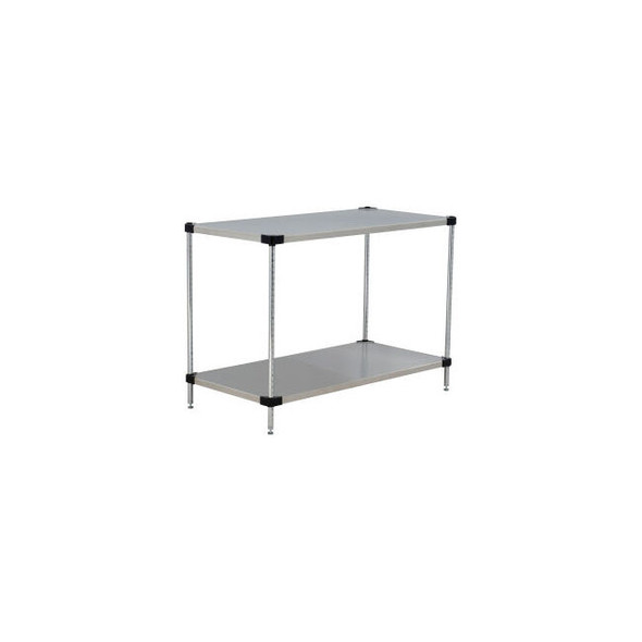 Nexel 2 Shelf Stainless Steel Solid Shelving Unit Starter 36""W x 24""D x 34""H