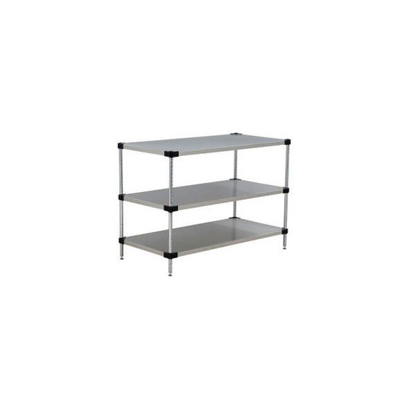 Nexel 3 Shelf Stainless Steel Solid Shelving Unit Starter 48""W x 24""D x 34""H