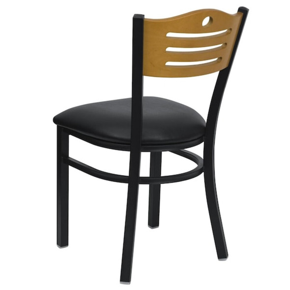 Hercules Restaurant Chair, 16-3-4 in W 21-1-2" L 32-3-4" H, Vinyl Seat  XU-DG-6G7B-SLAT-BLKV-GG