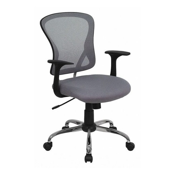 Flash Furniture Task Chair, 18" to 22", Fixed Arms, Gray H-8369F-GY-GG