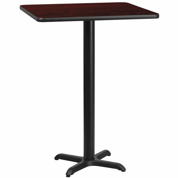 Square Laminate Table, 30" W, 30" L, 43.125" H, Laminate Top, Wood Grain