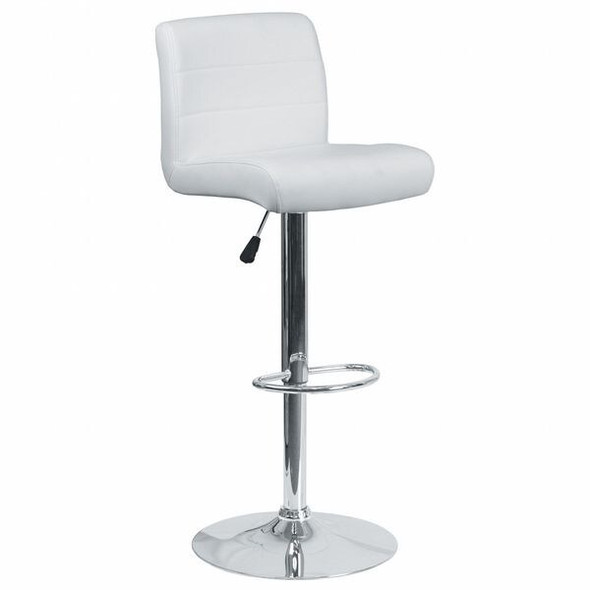Flash Furniture White Vinyl Barstool,Adj Height DS-8101B-WH-GG Flash Furniture White Vinyl Barstool,Adj Height DS-8101B-WH-GG