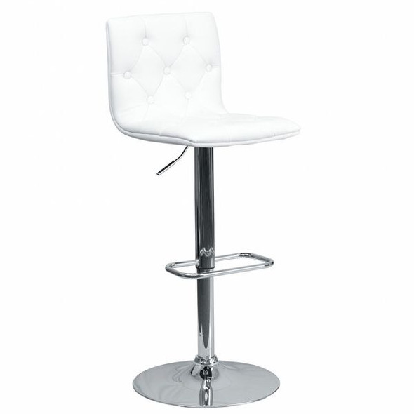 Flash Furniture Tufted White Vinyl Barstool,Adj Height CH-112080-WH-GG