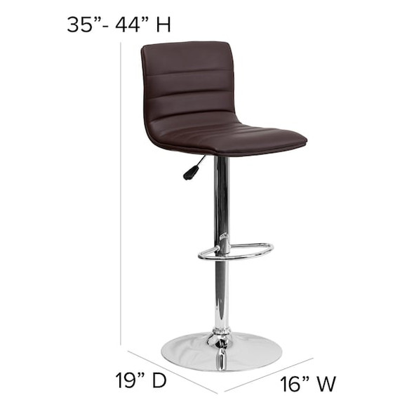 Flash Furniture Brown Vinyl Barstool,Adj Height CH-92023-1-BRN-GG Flash Furniture Brown Vinyl Barstool,Adj Height CH-92023-1-BRN-GG