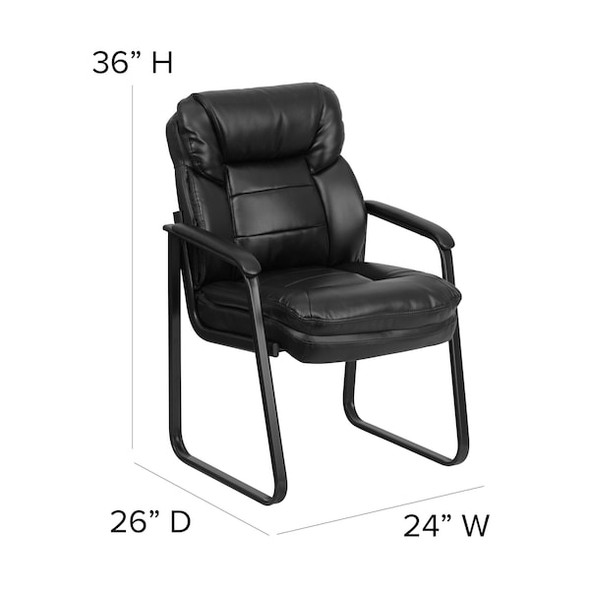 Contemporary Executive Side Reception Chair, Black Back, 24 in W 26" L 36" H, Curved Padded