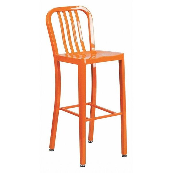 Flash Furniture 30" High Orange Metal Barstool with Slat Back CH-61200-30-OR-GG