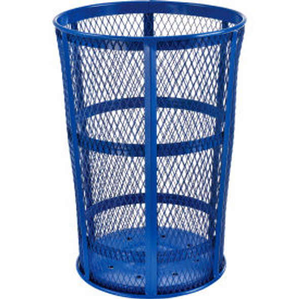 Global Industrial Outdoor Steel Mesh Corrosion Resistant Trash Can 48 Gallon Blu