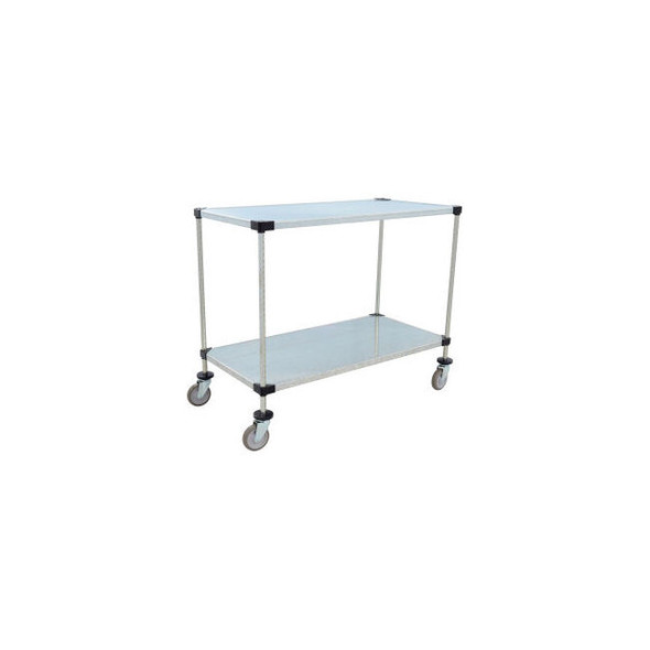 Nexel 2 Shelf Shelf Cart Galvanized 48""W x 24""D x 40""H Poly Casters4 Swivel