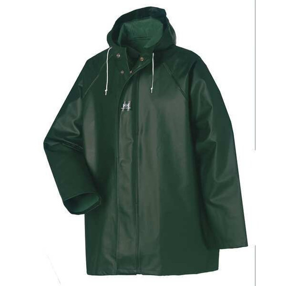 Helly Hansen Rain Jacket with Hood, Green, 3XL, Material: PVC 70300_490-3XL
