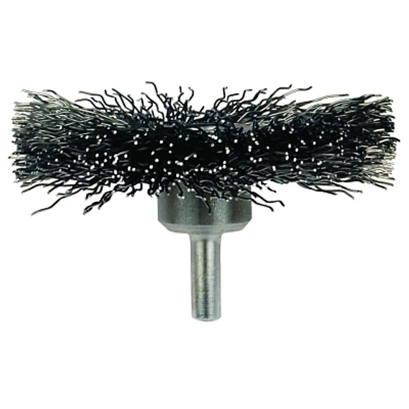 Mounted Crimped Wheel Brushes, Carbon Steel, 20,000 rpm, 3" x 0.014"