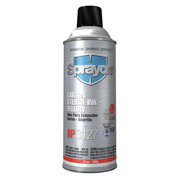 Sprayon Stencil Ink,16 Oz,Yellow,Waterproof SC3127000