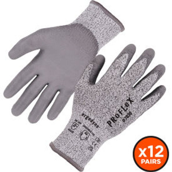 Ergodyne Proflex 7030 Cut Resistant Gloves Polyurethane Coated ANSI A3 L Gray 12