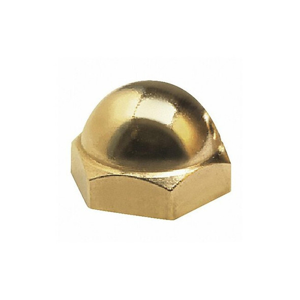 Extra Low Crown Cap Nut, 3/4"-16, Brass, Plain, 7/8 in H