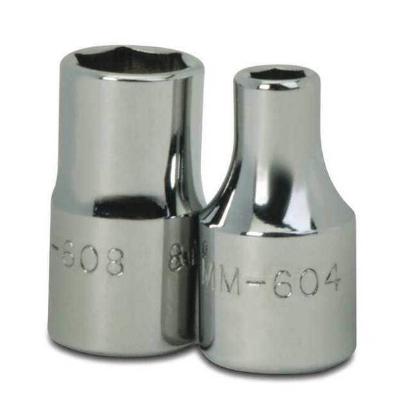 Williams 1/4" Drive, 4mm Metric Socket, 6 Points, Deep 1/4" D,6Pt,4mm JHWMMD-604