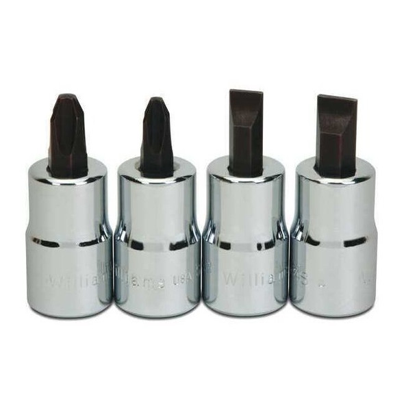 Williams Screwdriver Bit Socket Set, 1/2" D, 4pcs. JHWWSSSP-4RC