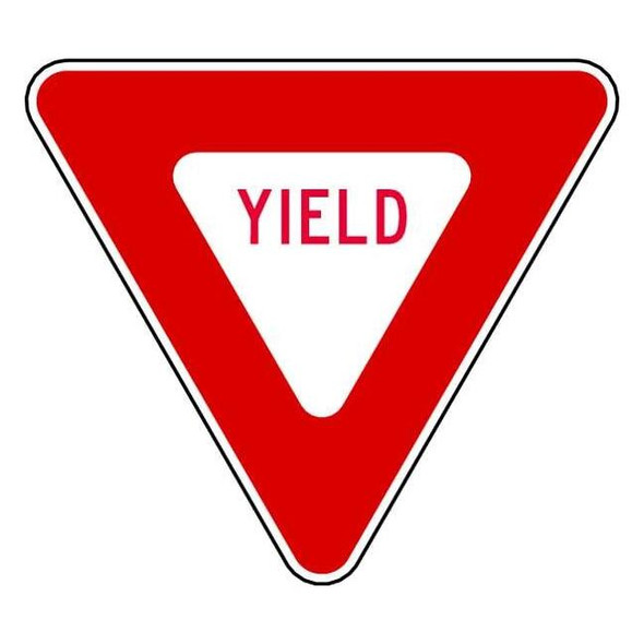 Yield Traffic Sign, 12 in Height, 12 in Width, Aluminum, Triangle, English