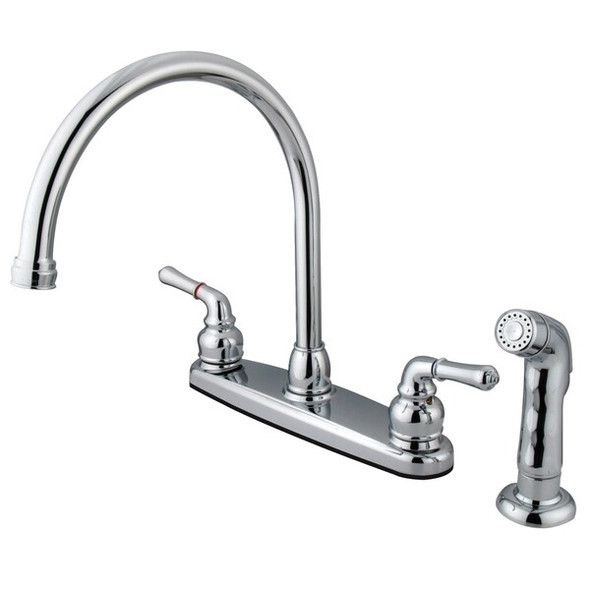 FB791SP 8" Centerset Kitchen Faucet with, Manual, 8" Mount, 4 Hole