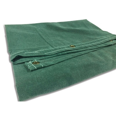Protective Tarp, 20 ft W x 30 ft L, Mildew/Water Resistant, Canvas, Green