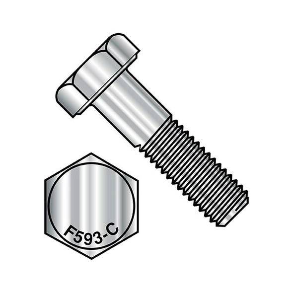 18-8, 5/8"-11 Hex Head Cap Screw, Plain Stainless Steel, 5 in L, 25 PK