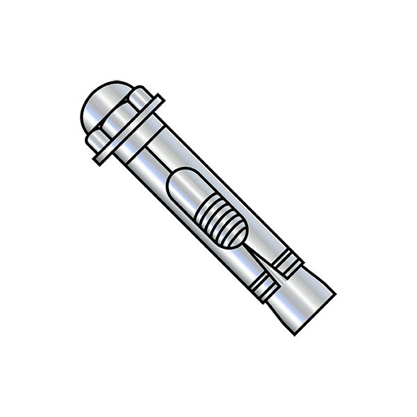 Sleeve Anchor, 1/4" Dia., 1-3/8" L, Steel Zinc Plated, 100 PK