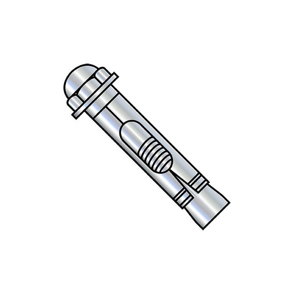 Sleeve Anchor, 1/4" Dia., 1-3/8" L, Steel Zinc Plated, 100 PK