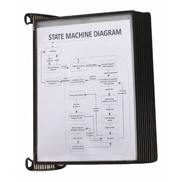 Tarifold T-Pro Magnetic Wall Unit,10 Pockets,Blk TP920307