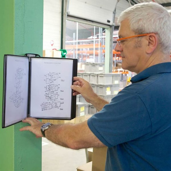 Tarifold T-Pro Magnetic Wall Unit,10 Pockets,Blk TP920307