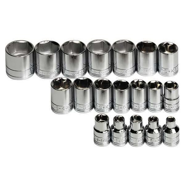 3/8" Drive Socket Set Metric 19 Pieces 6 mm to 24 mm , Chrome